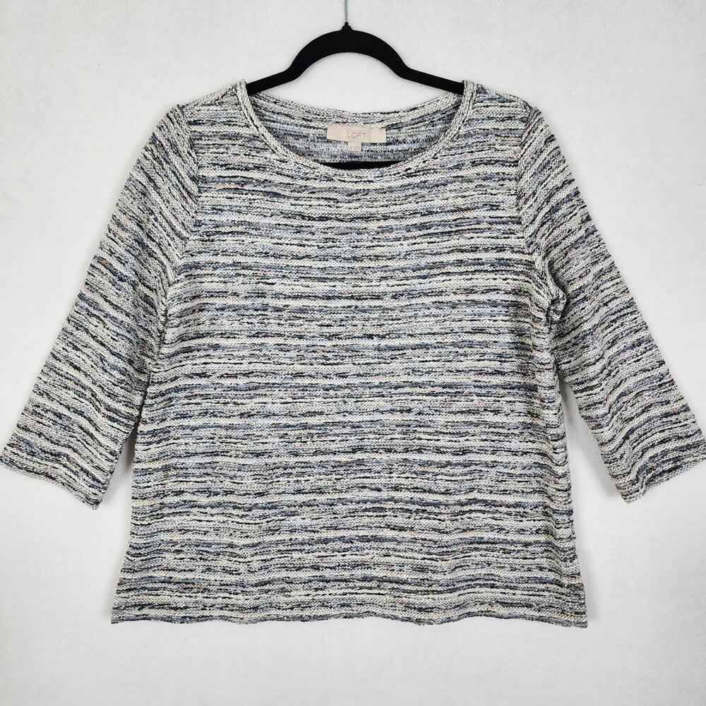 LOFT 3/4 Sleeve Textured Confetti Blouse Structured Pullover Size M